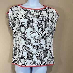 CHICO’S Tropical Print Boatneck Top, Size 2